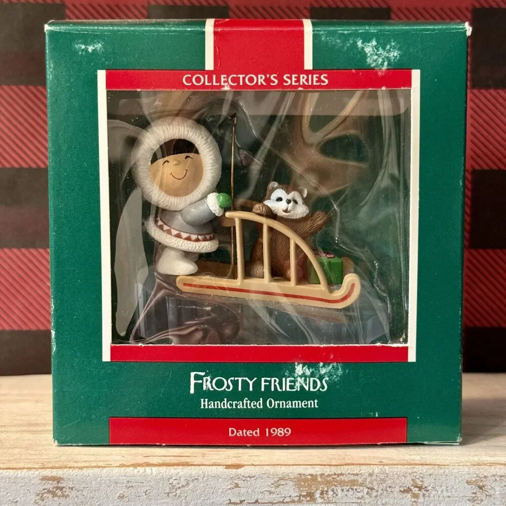 1989 Hallmark Frosty Friends #10 Christmas Keepsake Ornament | Eskimo on Sled
